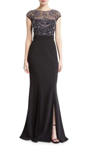 Aidan Mattox - MD1E203319 Embellished Bateau Trumpet Dress