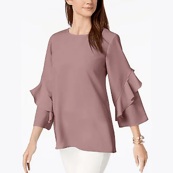 Alfani Women's Ruffled-Sleeve Zip-Back Top