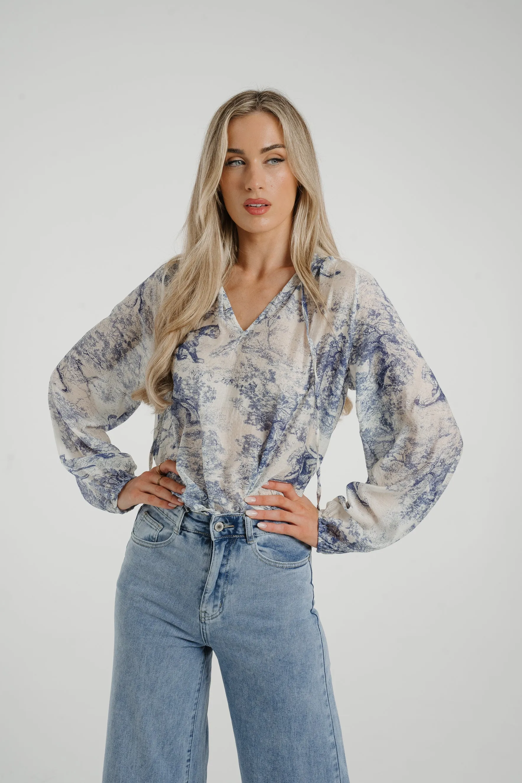 Ally Printed Shirt In Blue Mix