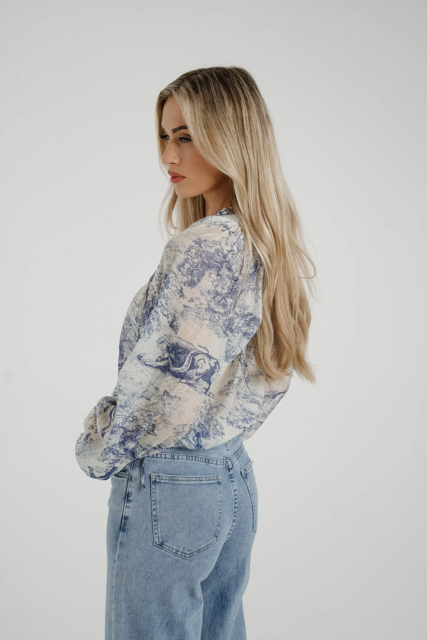 Ally Printed Shirt In Blue Mix