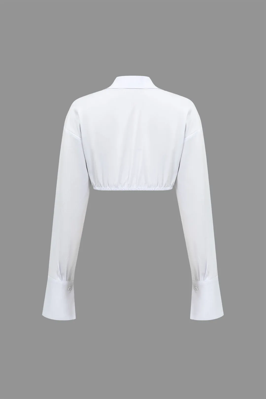 Basic Solid Cropped Long-Sleeve Shirt