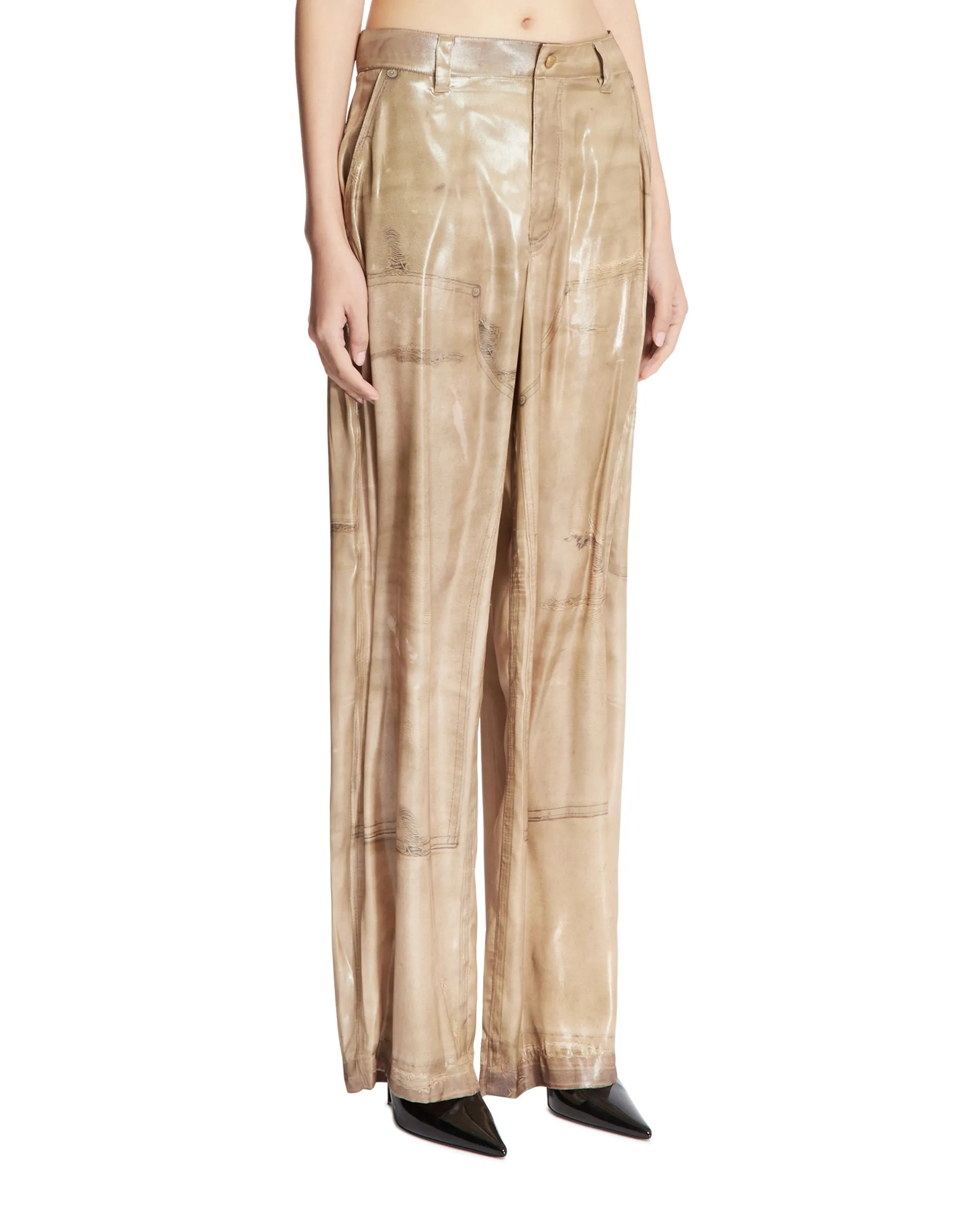 Beige Trompe-l'oeil Pants