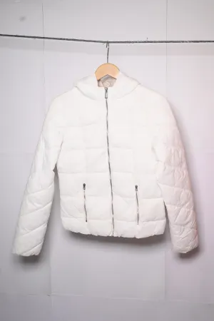 Bershka White Puffer Jacket (Unisex)- Small