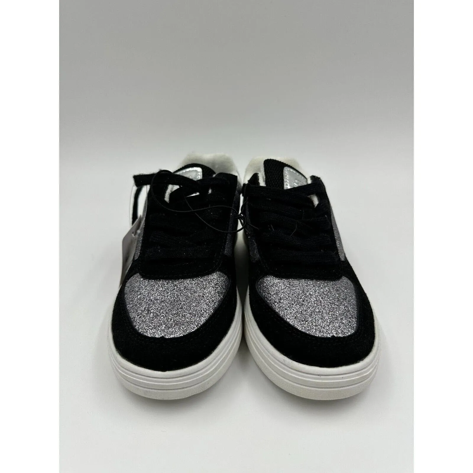 Big Kids Size 3 Casual Black & Silver Glitter Sneakers