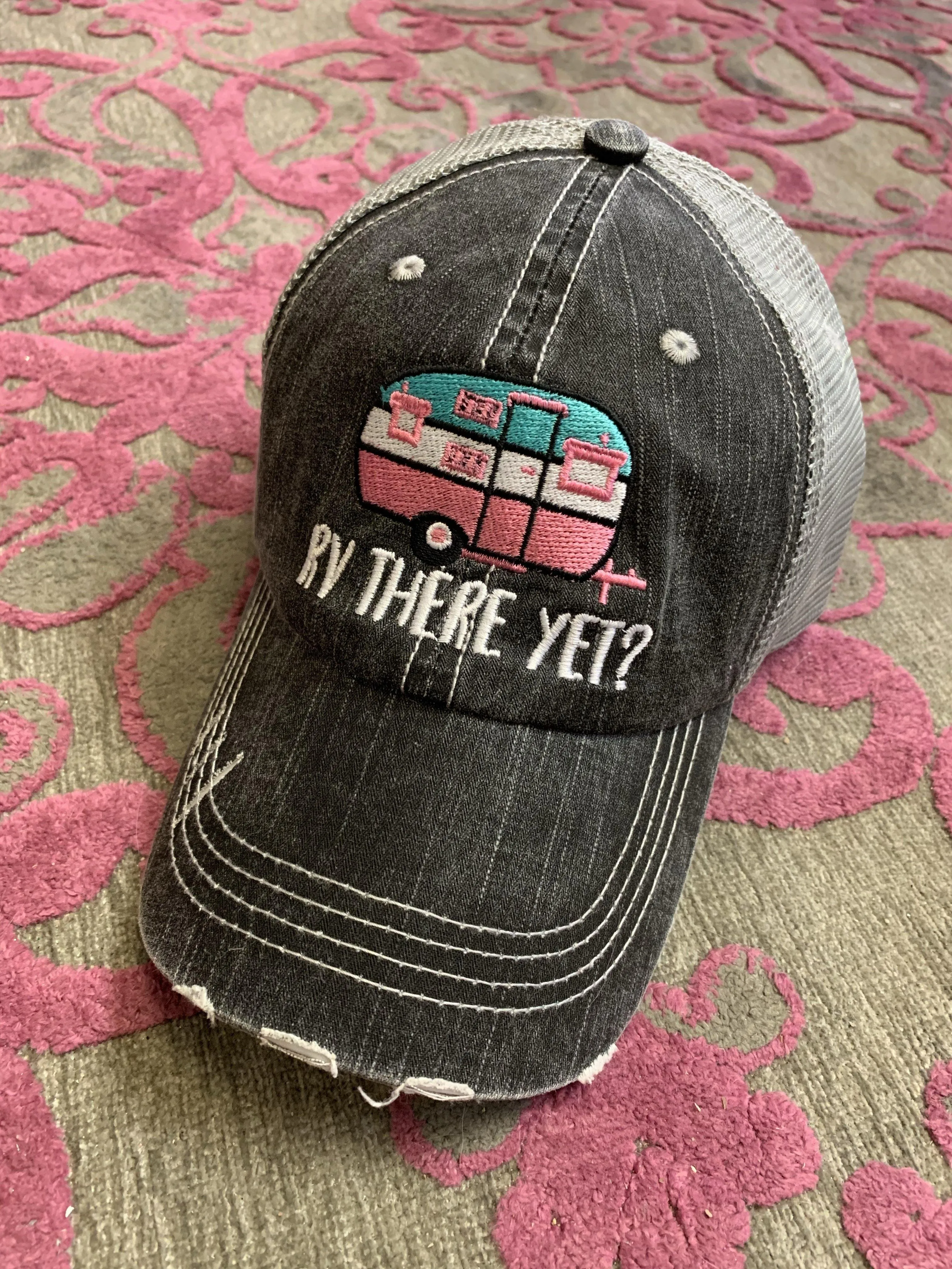 Boating Hats Boat hair dont care Teal or pink anchor Personalized e mbroidered gray distressed trucker caps mesh back adjustable velkro