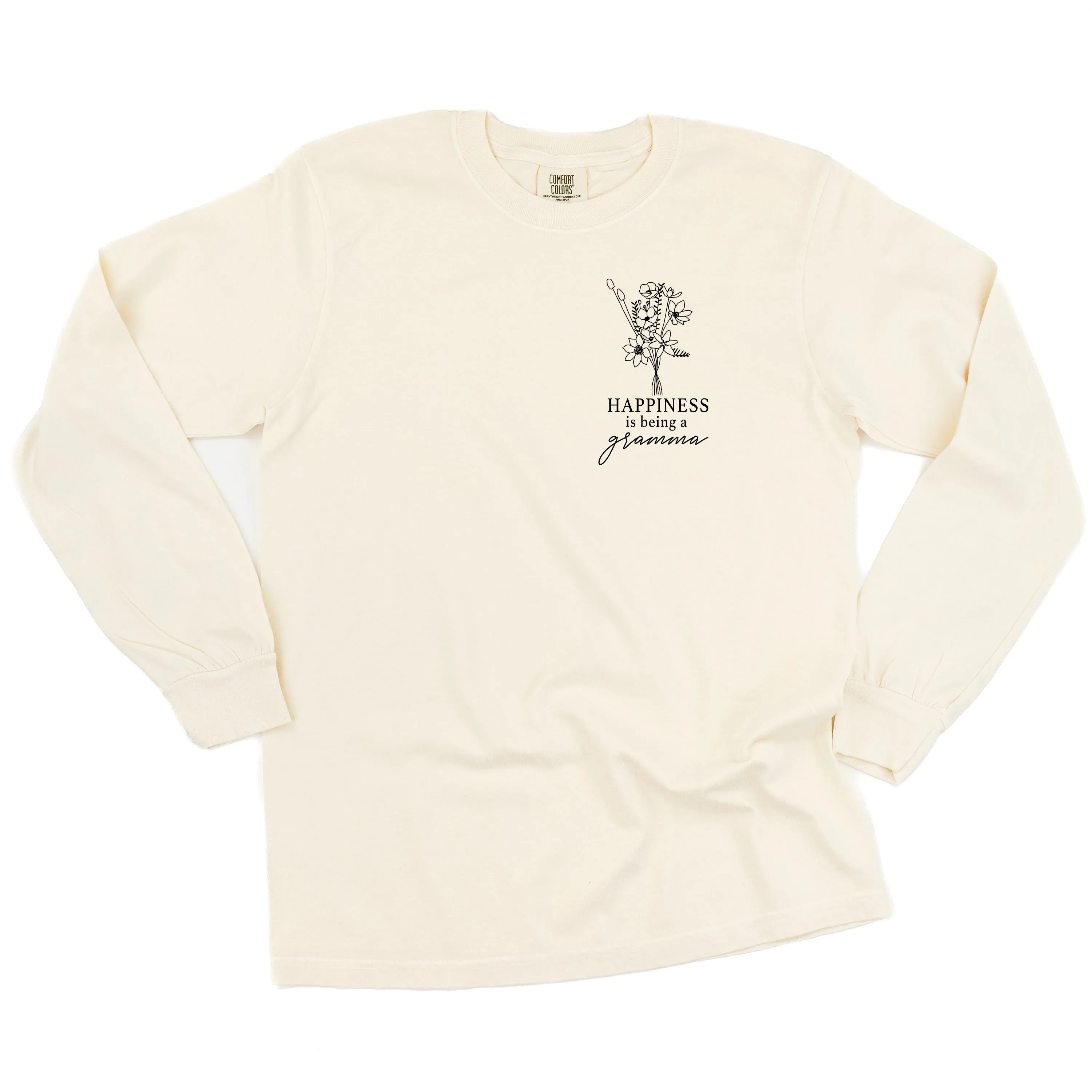 Bouquet Style - Happiness is Being a GRAMMA - LONG SLEEVE COMFORT COLORS TEE