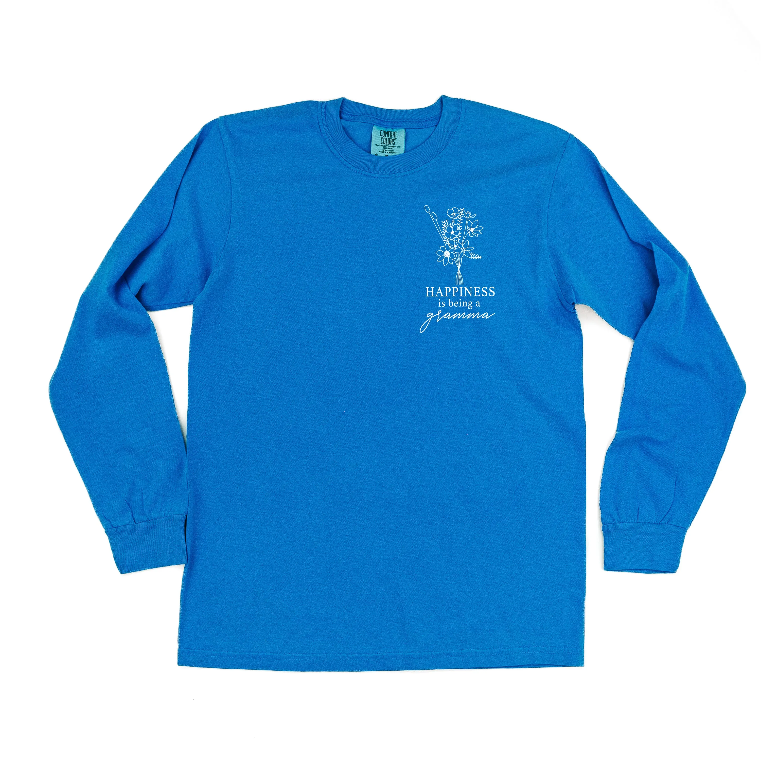 Bouquet Style - Happiness is Being a GRAMMA - LONG SLEEVE COMFORT COLORS TEE