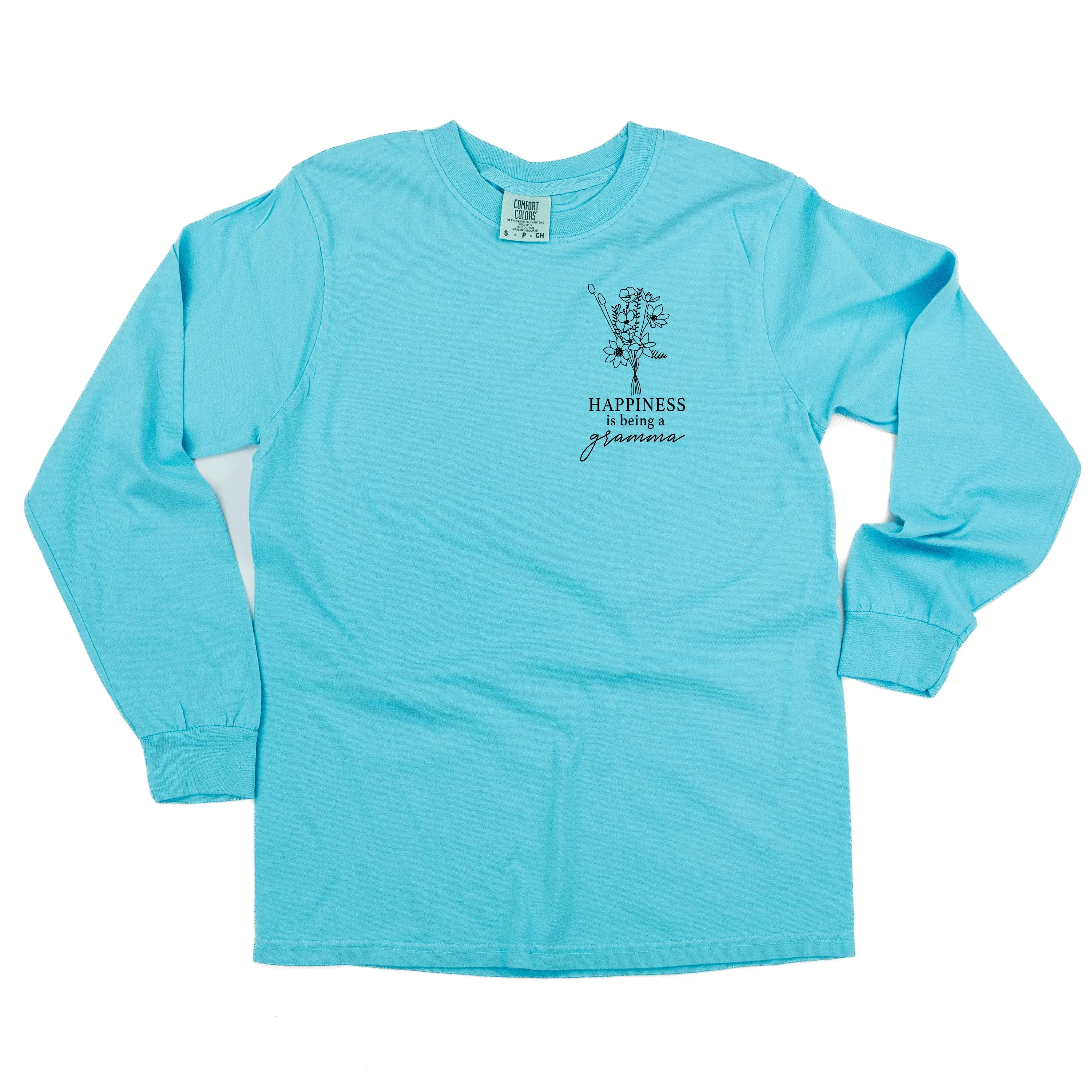 Bouquet Style - Happiness is Being a GRAMMA - LONG SLEEVE COMFORT COLORS TEE