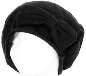 Bow Accented Light Knit Fashion Beret / Slouch Hat (Choose from 4 Colors)