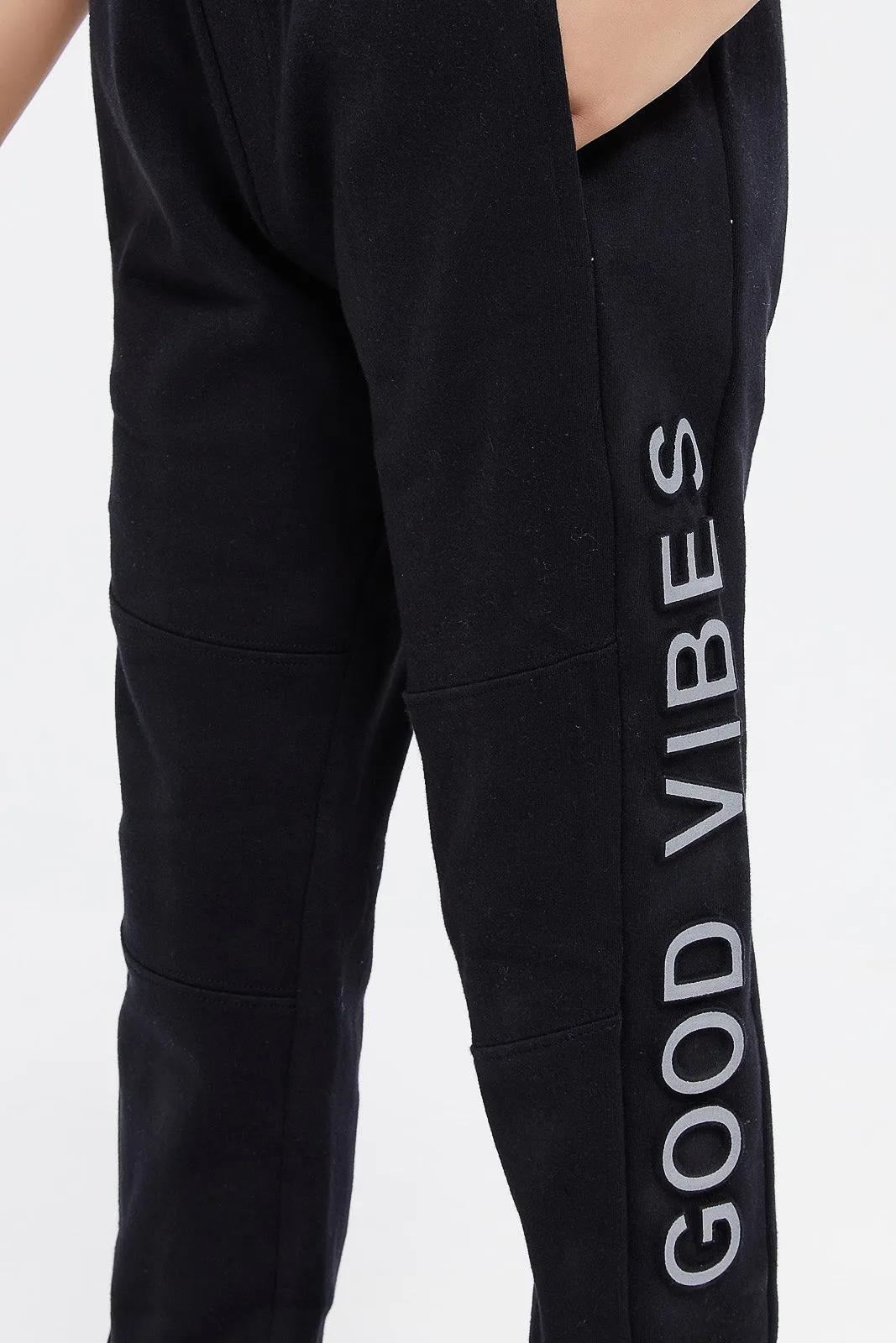 Boys Black Good Vibes Jogger Pant