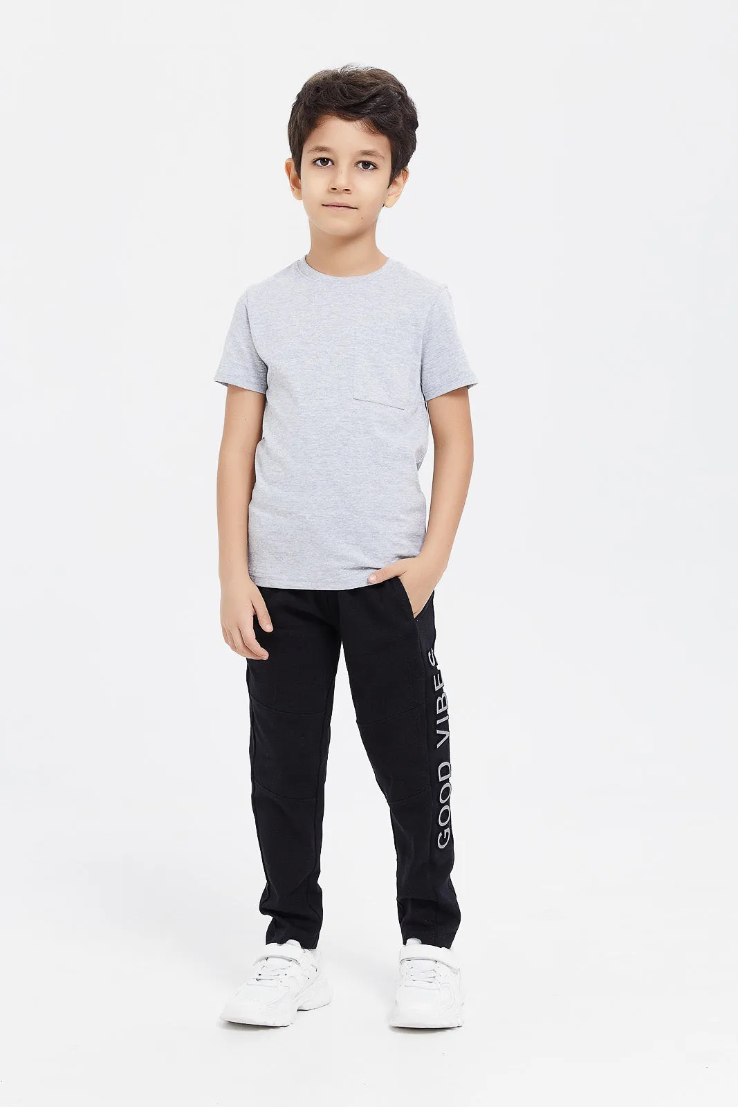 Boys Black Good Vibes Jogger Pant