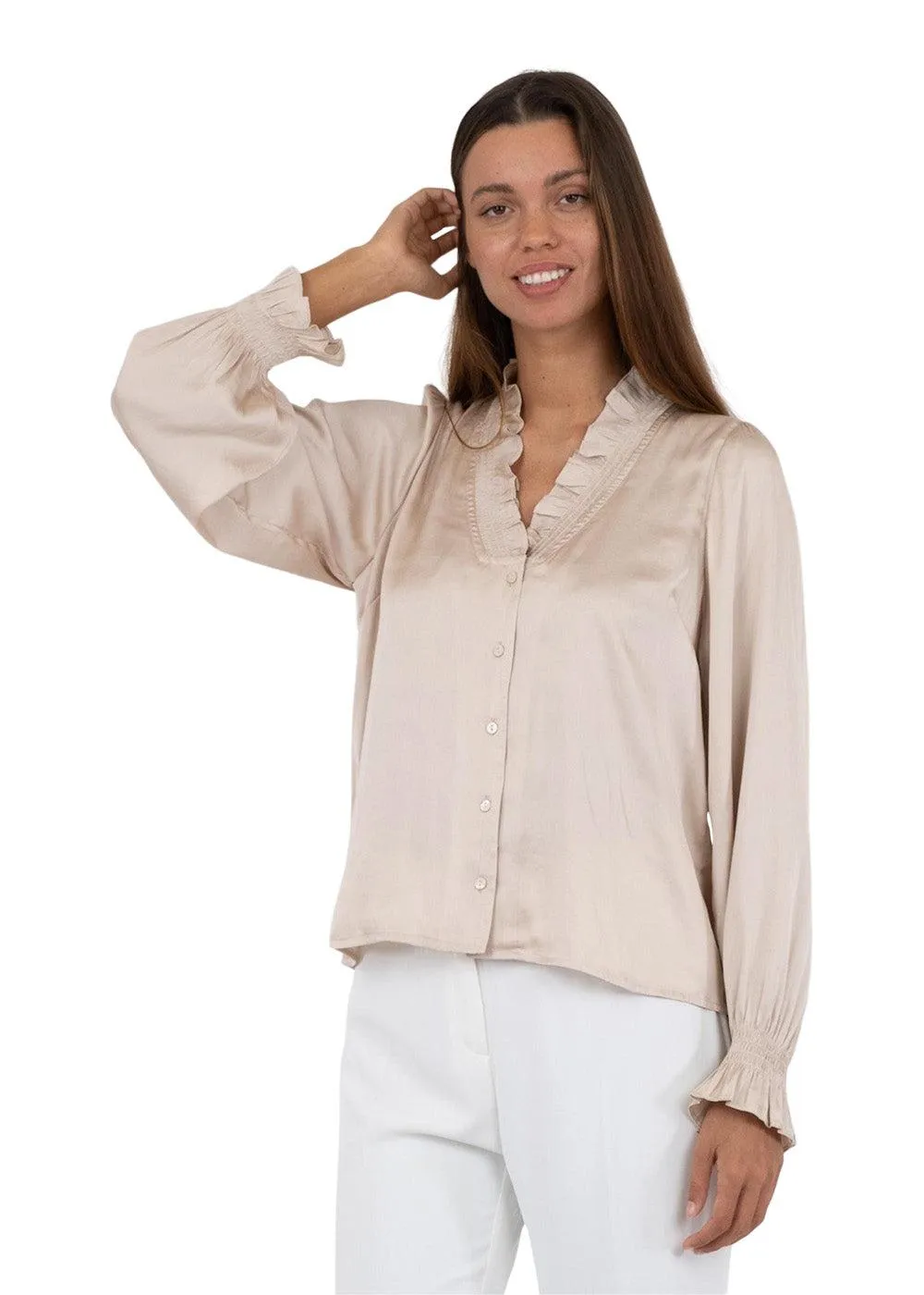 Brielle Satin Blouse - Champagne