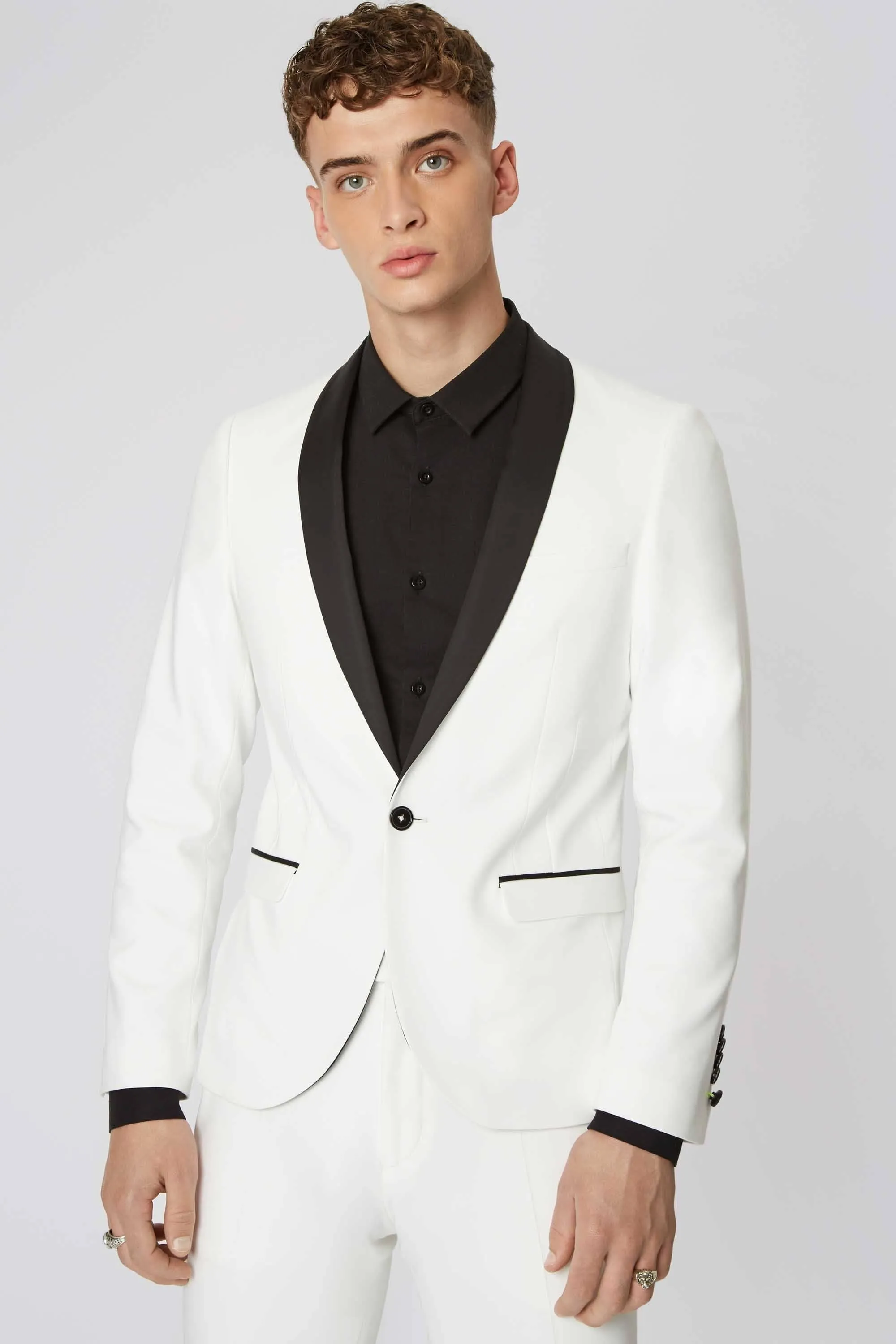 Brondesbury Skinny Fit White Tuxedo Suit - ARCHIVE