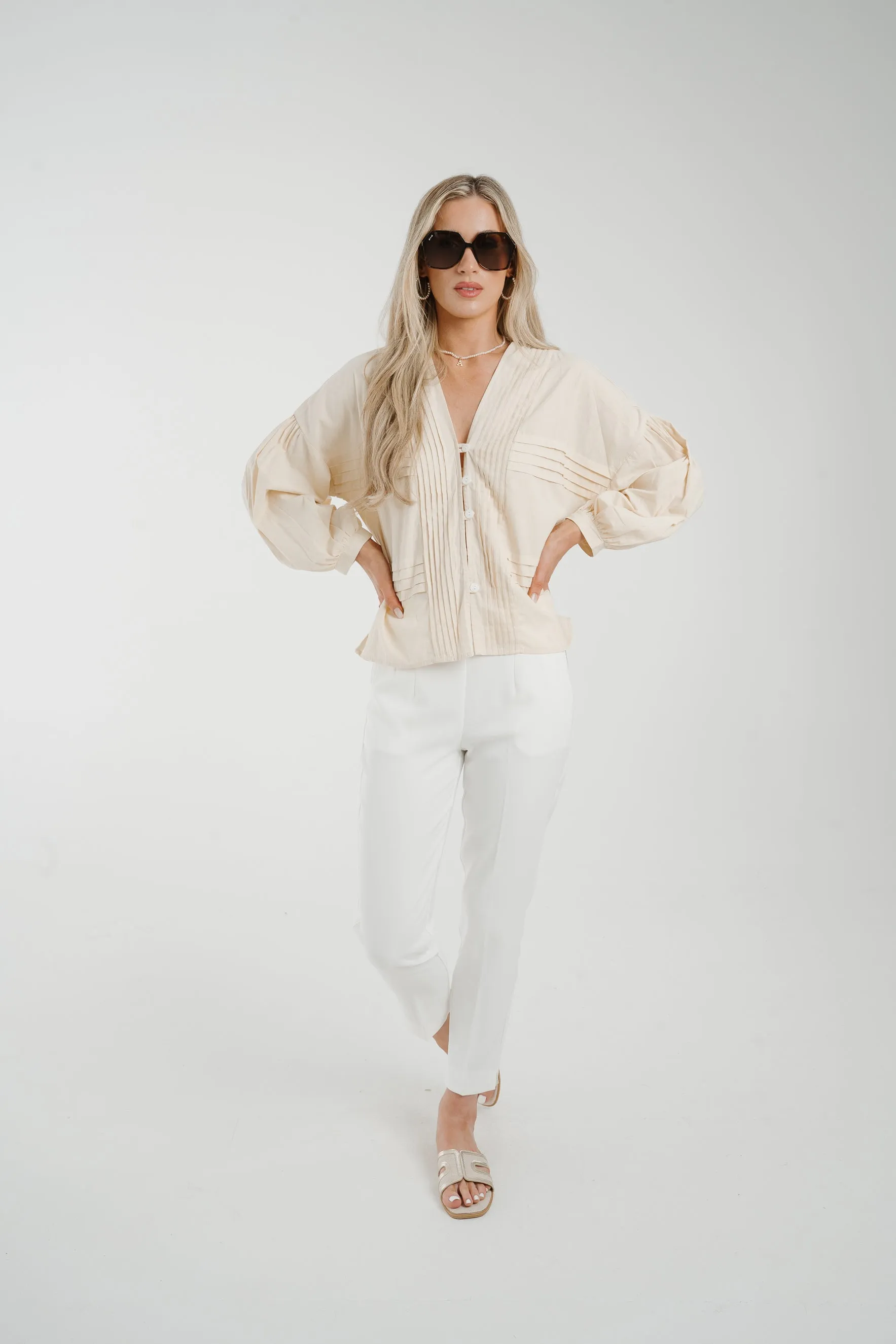 Caitlyn Puff Sleeve Blouse In Neutral