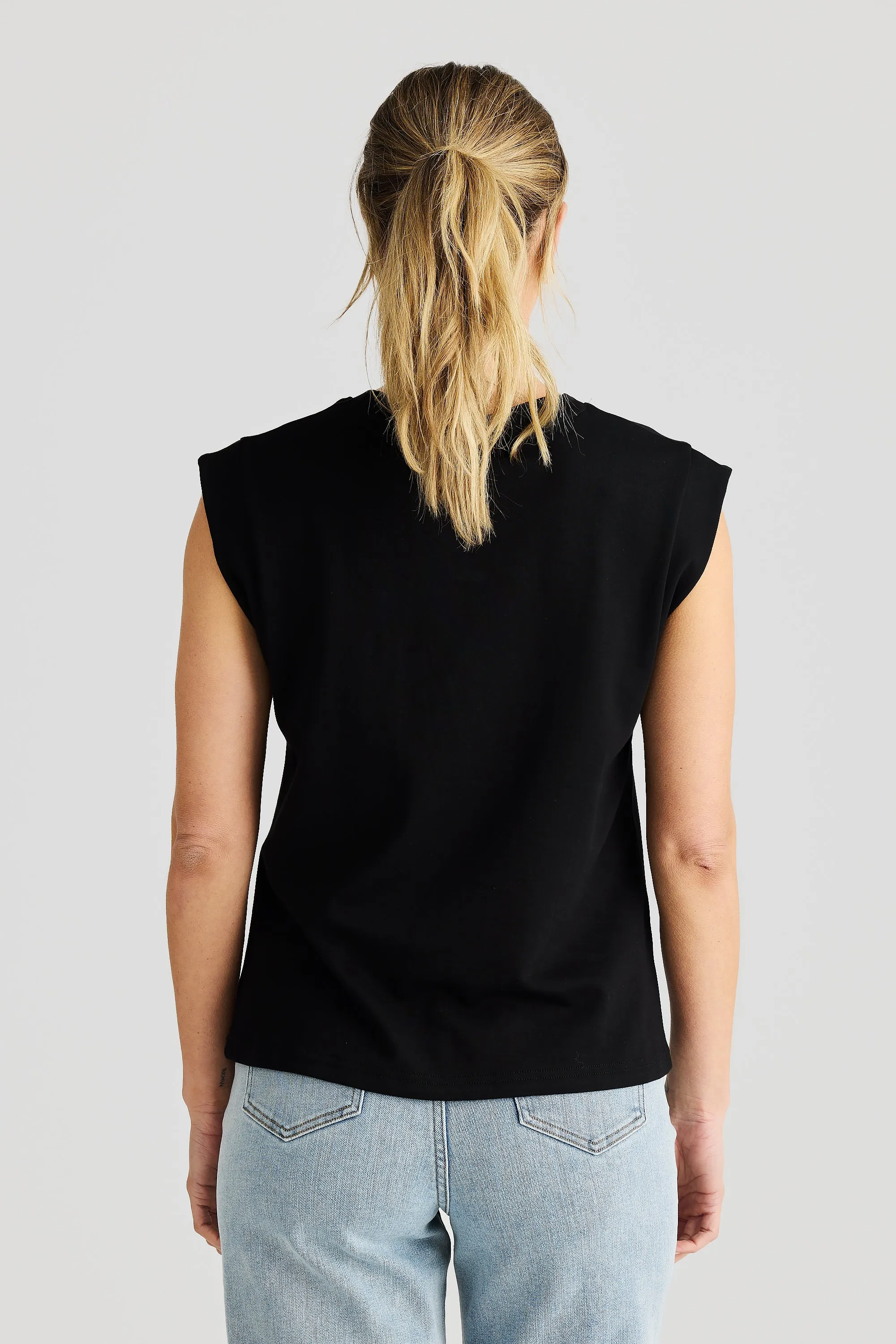 Cap Sleeve Jersey Tank - Black