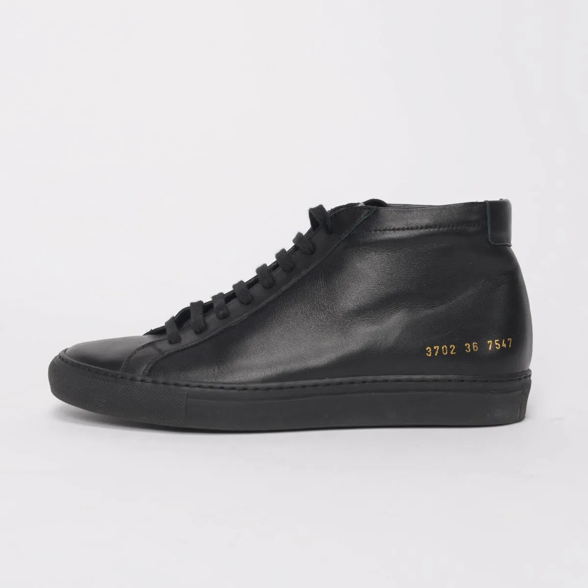 Common Projects Black Leather Achilles Mid Sneakers 36