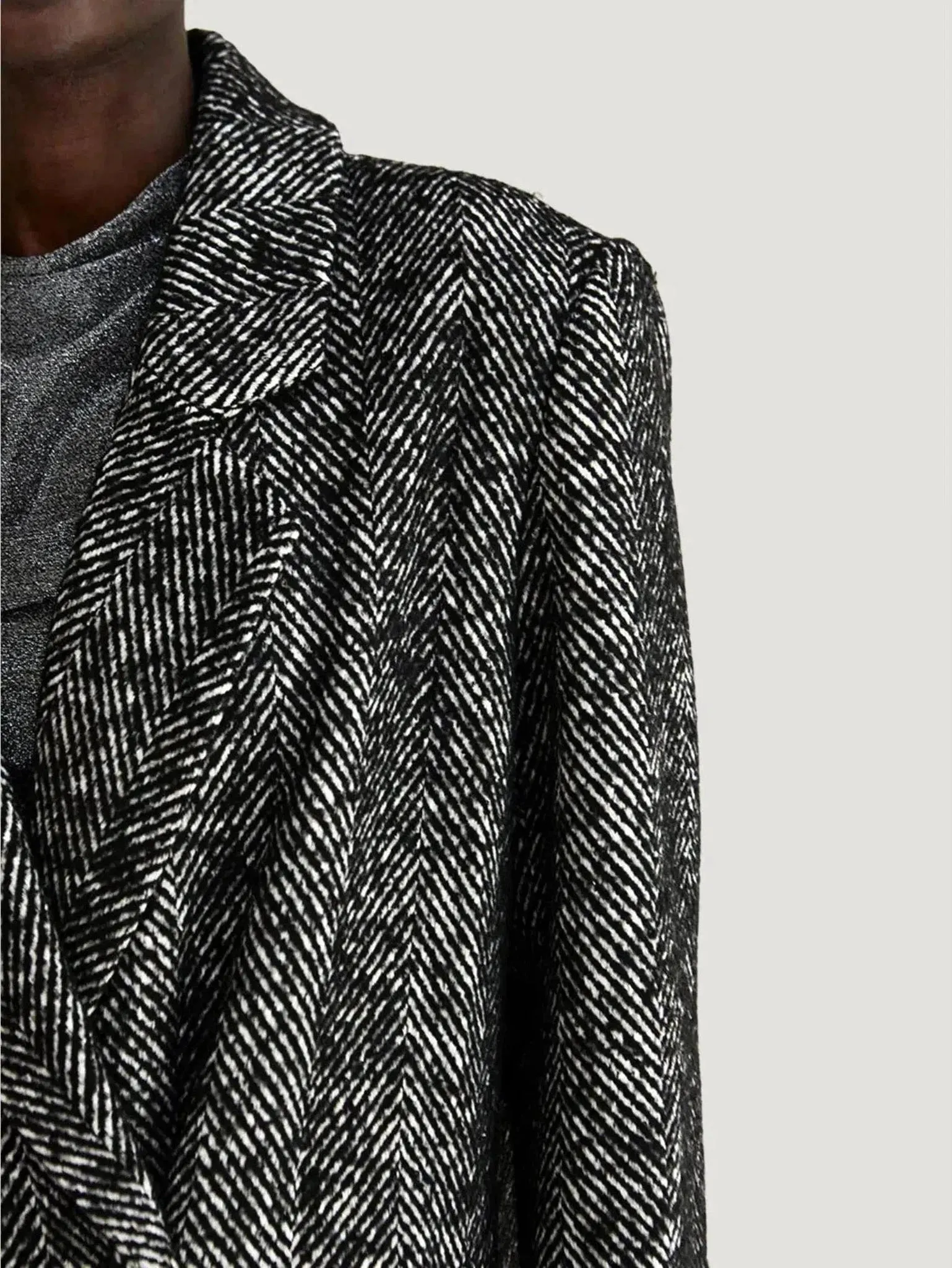 Crescent Double Breasted Herringbone Coat