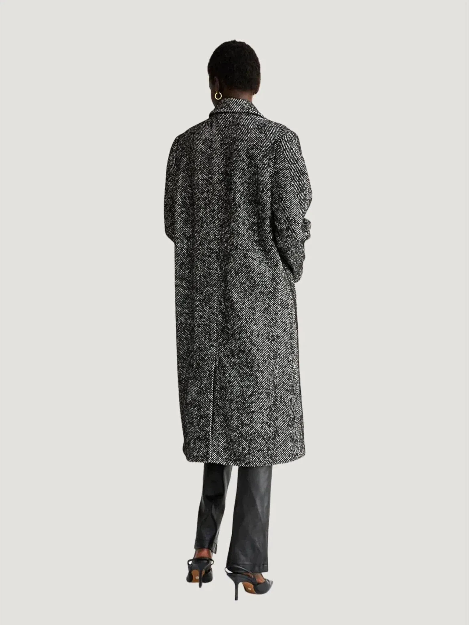 Crescent Double Breasted Herringbone Coat