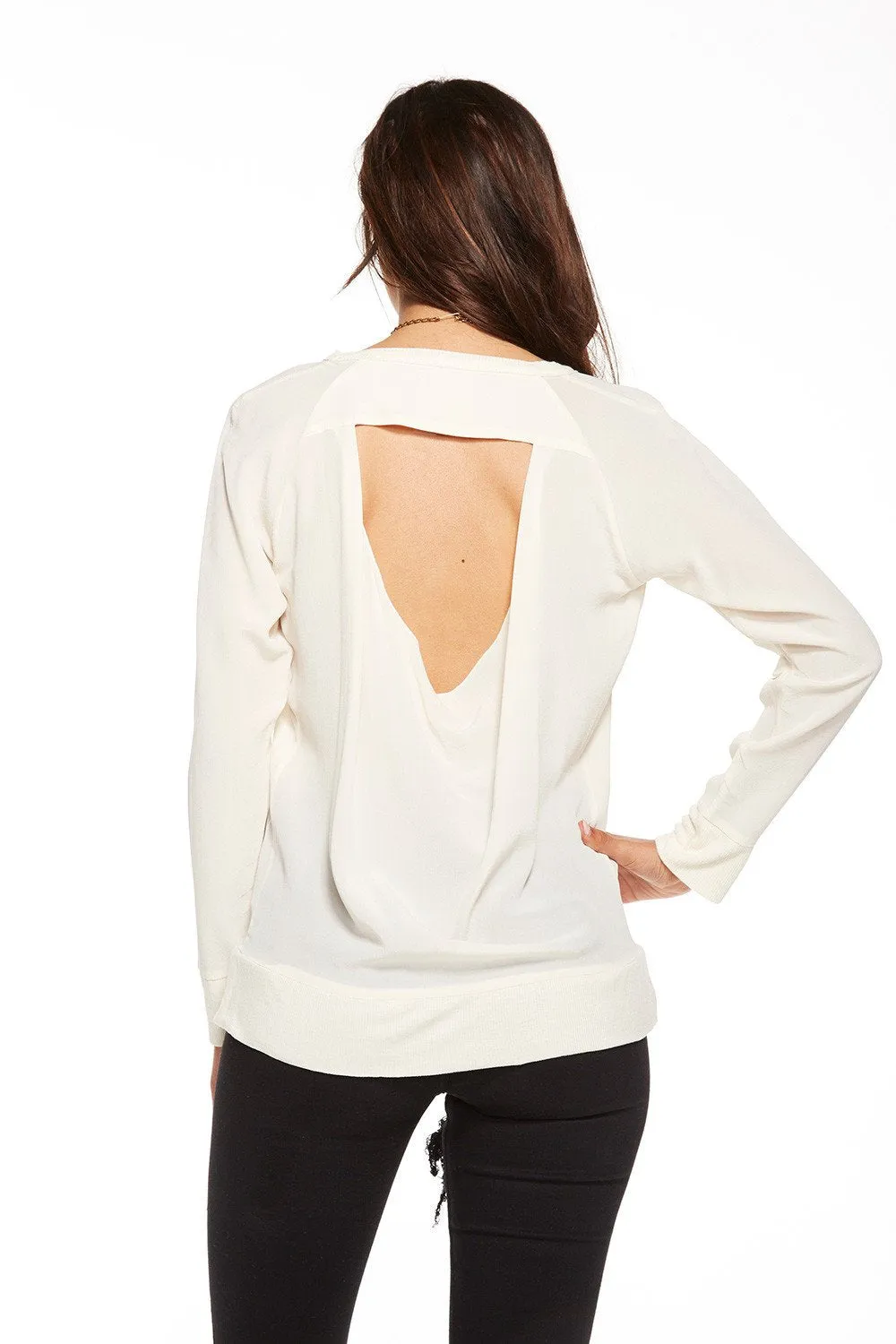 DRAPE BACK RAGLAN PULLOVER