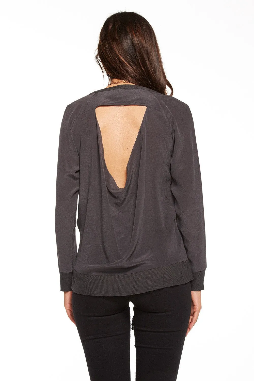 DRAPE BACK RAGLAN PULLOVER