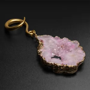 Druzy Pink Agate With Gold PVD Hook Ear Weight