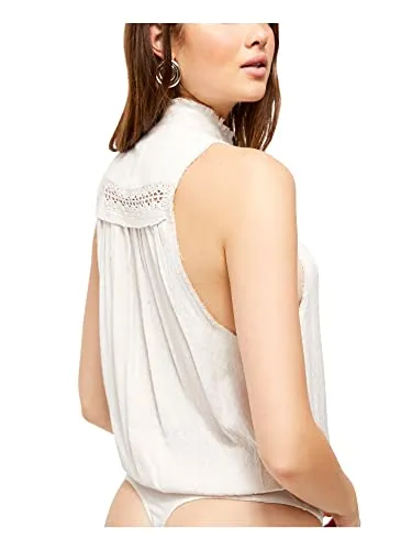 Free People Womens Ivory Fringed Bodysuit, Size Large