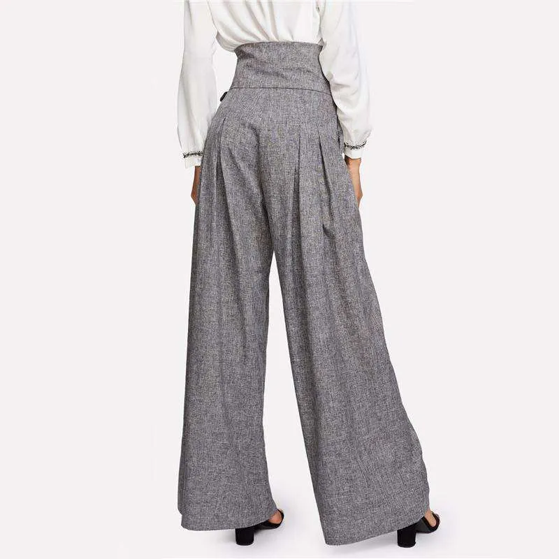 Grey Palazzo BowTie Pants