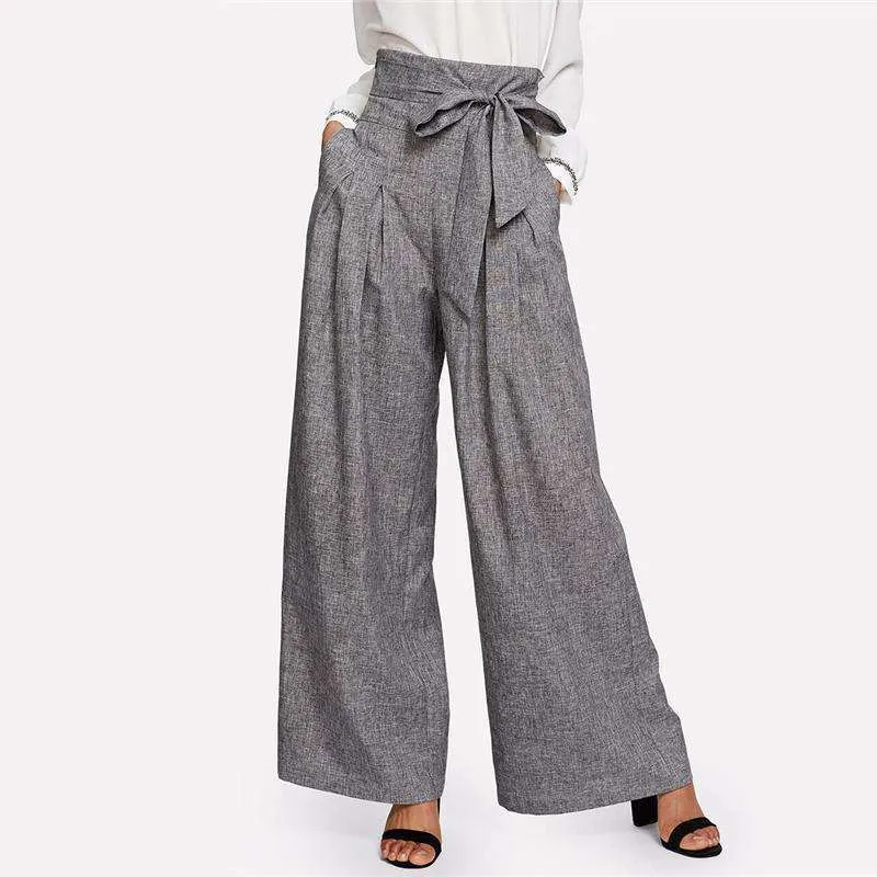 Grey Palazzo BowTie Pants