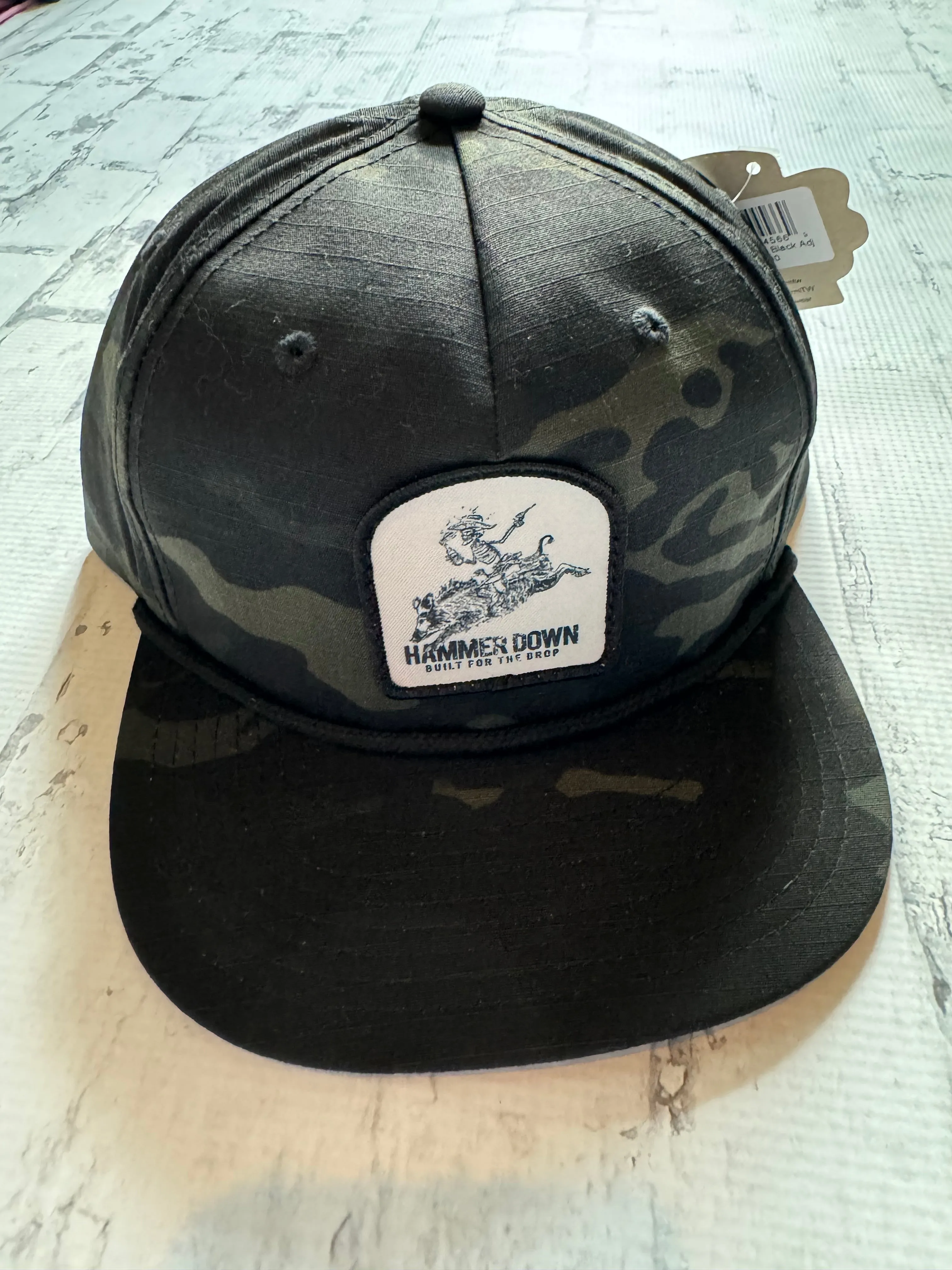 Hammer Down “Skeleton on Hog" Hat - Black Multicam with Black Rope