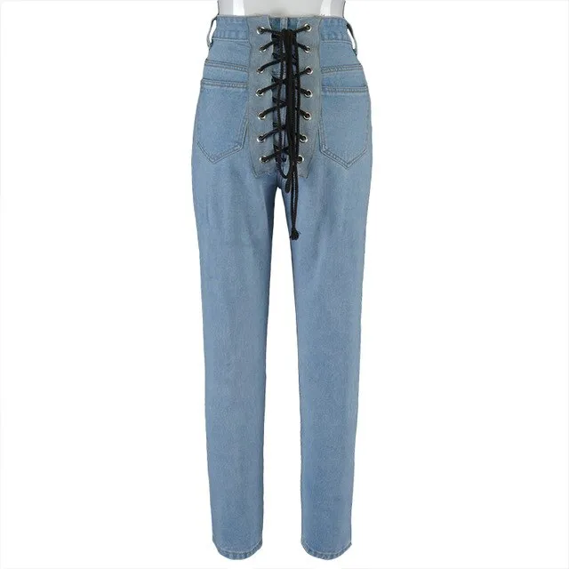 High Waits Bandage Sexy Women Jeans