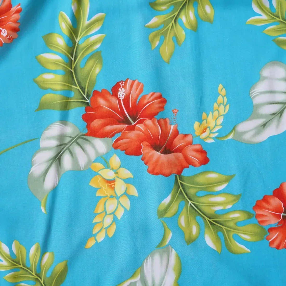 Honeymoon Aqua Hawaiian Rayon Fabric by the Yard