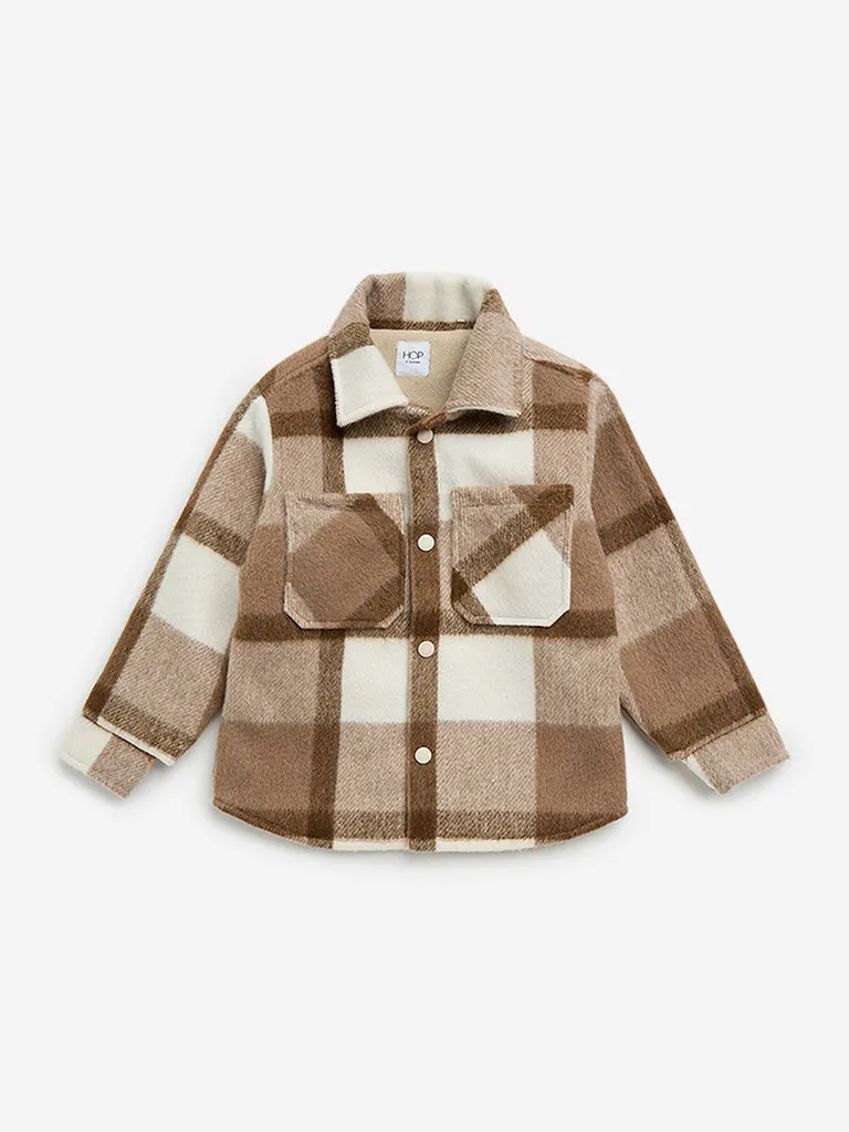 HOP Kids Beige Checkered Jacket