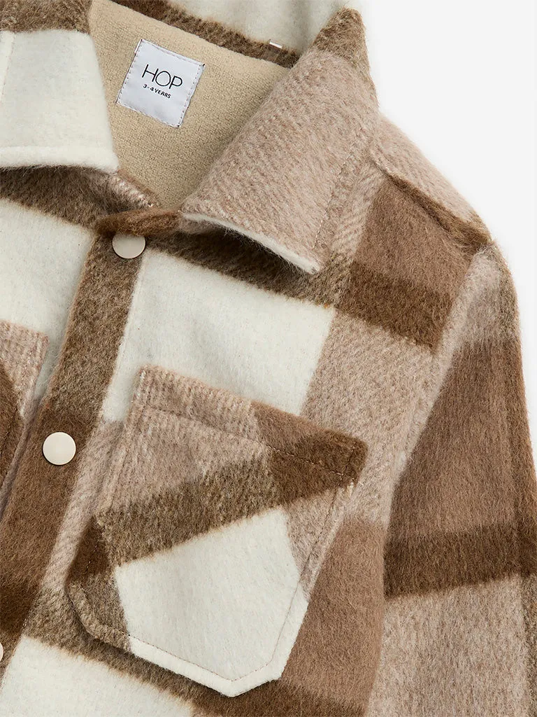 HOP Kids Beige Checkered Jacket