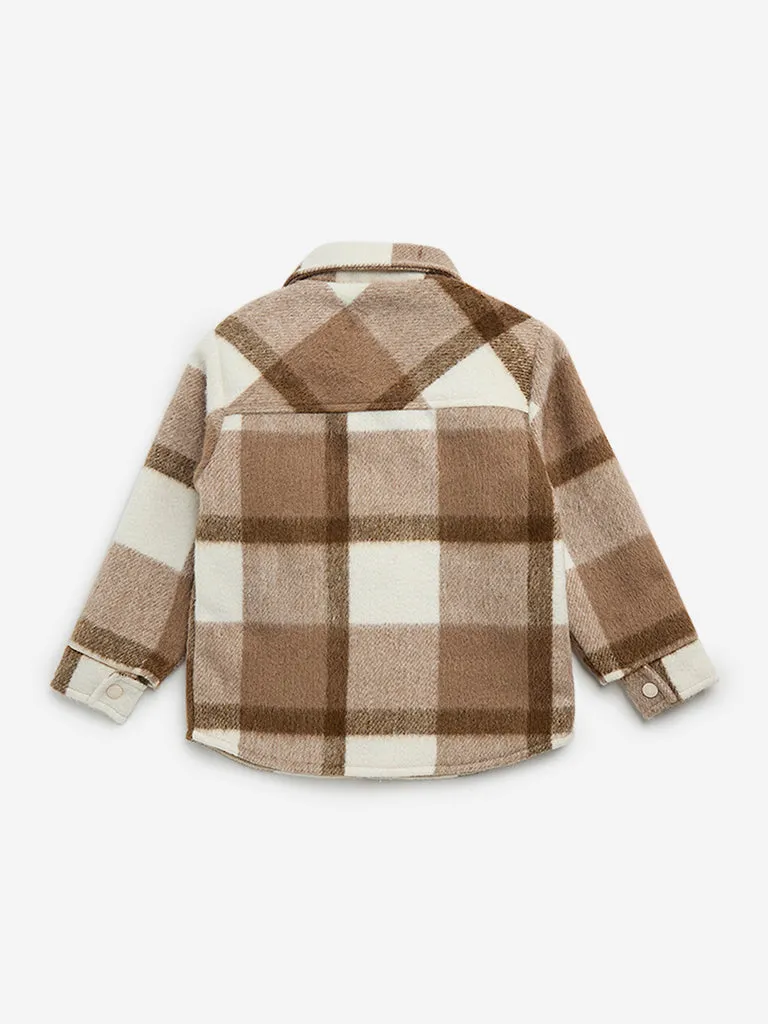 HOP Kids Beige Checkered Jacket