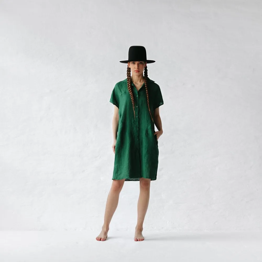 Jovi linen dress in green by Seaside Tones