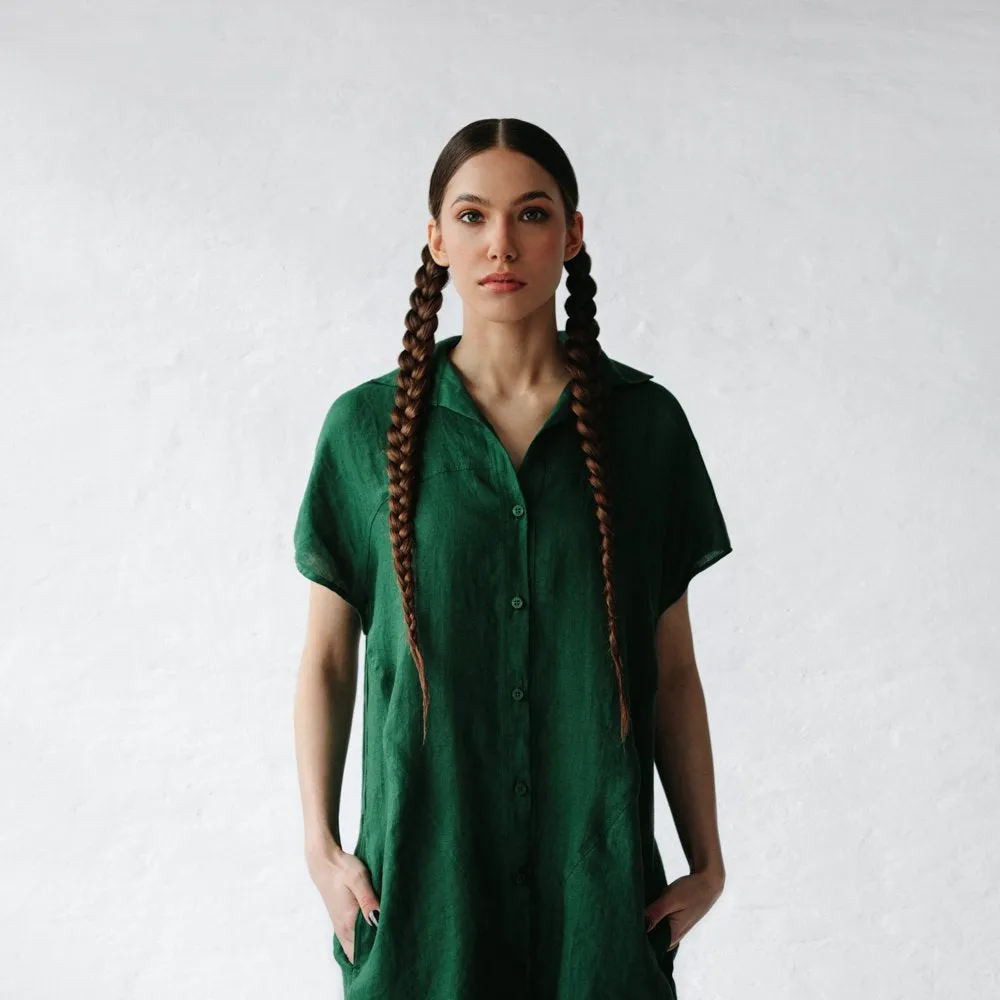 Jovi linen dress in green by Seaside Tones