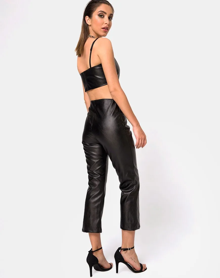 Justine Top in Vegan Leather Black