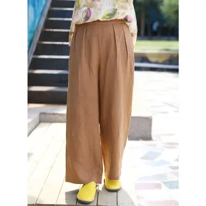 Linen Summer Autumn Women Casual Pants with Pockets SMM97228