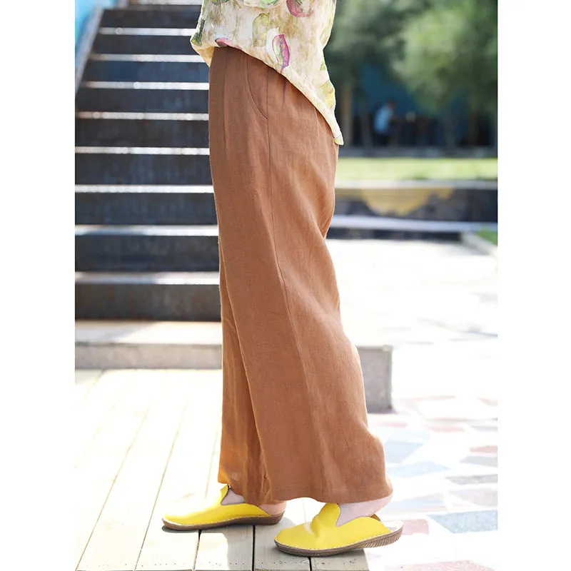 Linen Summer Autumn Women Casual Pants with Pockets SMM97228