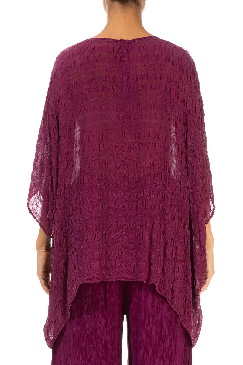 Magenta Textured Kaftan Silk Blouse