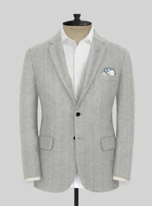 Naples Wide Herringbone Light Gray Tweed Jacket