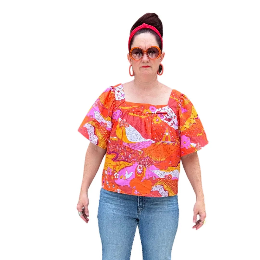 Peasant Top in Hot Tones