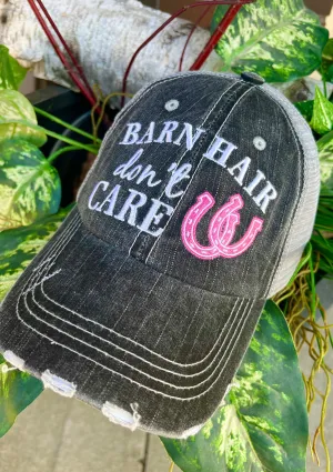 Personalized Barn Hats Barn hair dont care Personalize TEAL PINK or WHITE horseshoe Embroidered Distressed Horses Riding