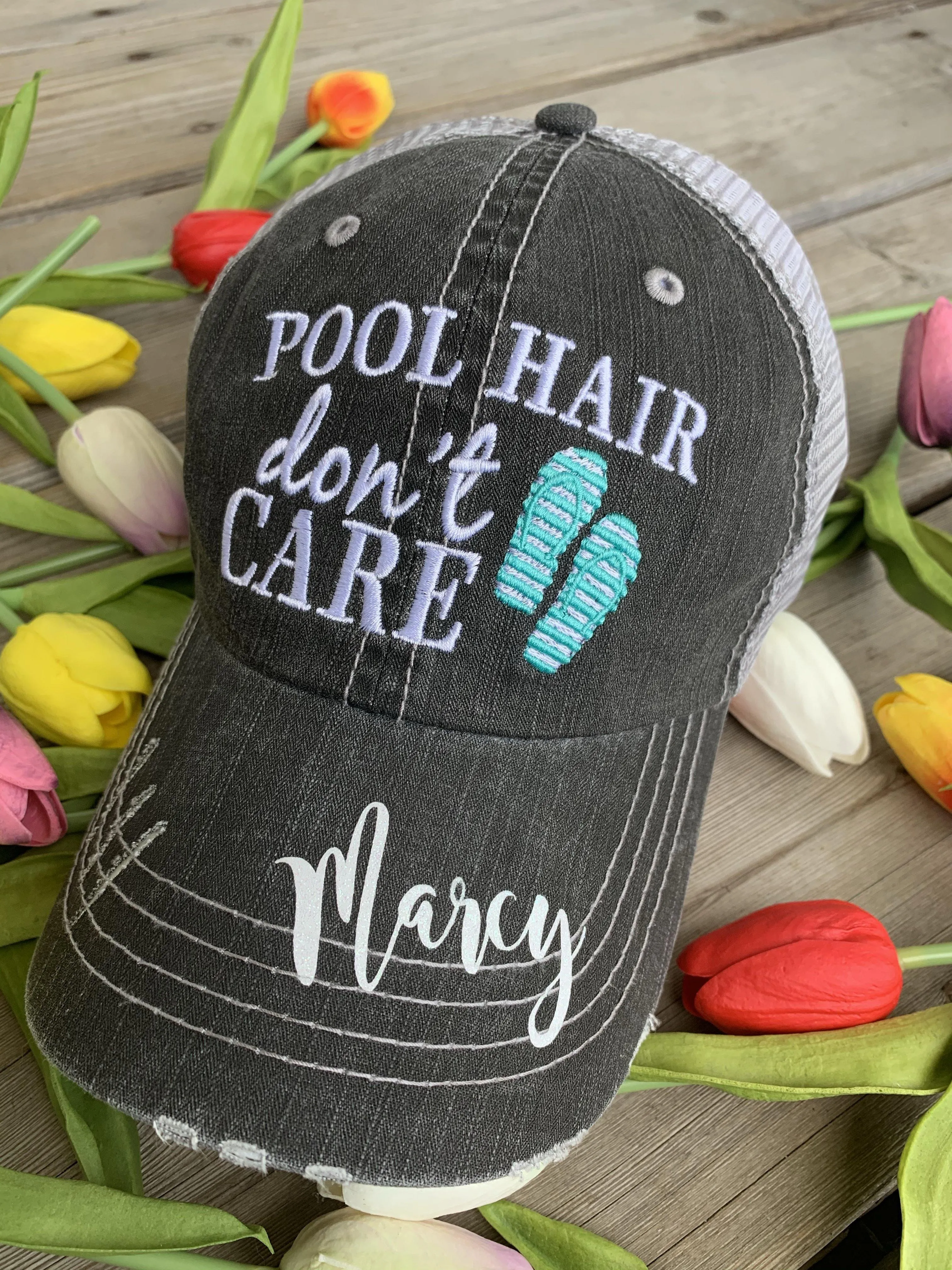 Personalized Barn Hats Barn hair dont care Personalize TEAL PINK or WHITE horseshoe Embroidered Distressed Horses Riding