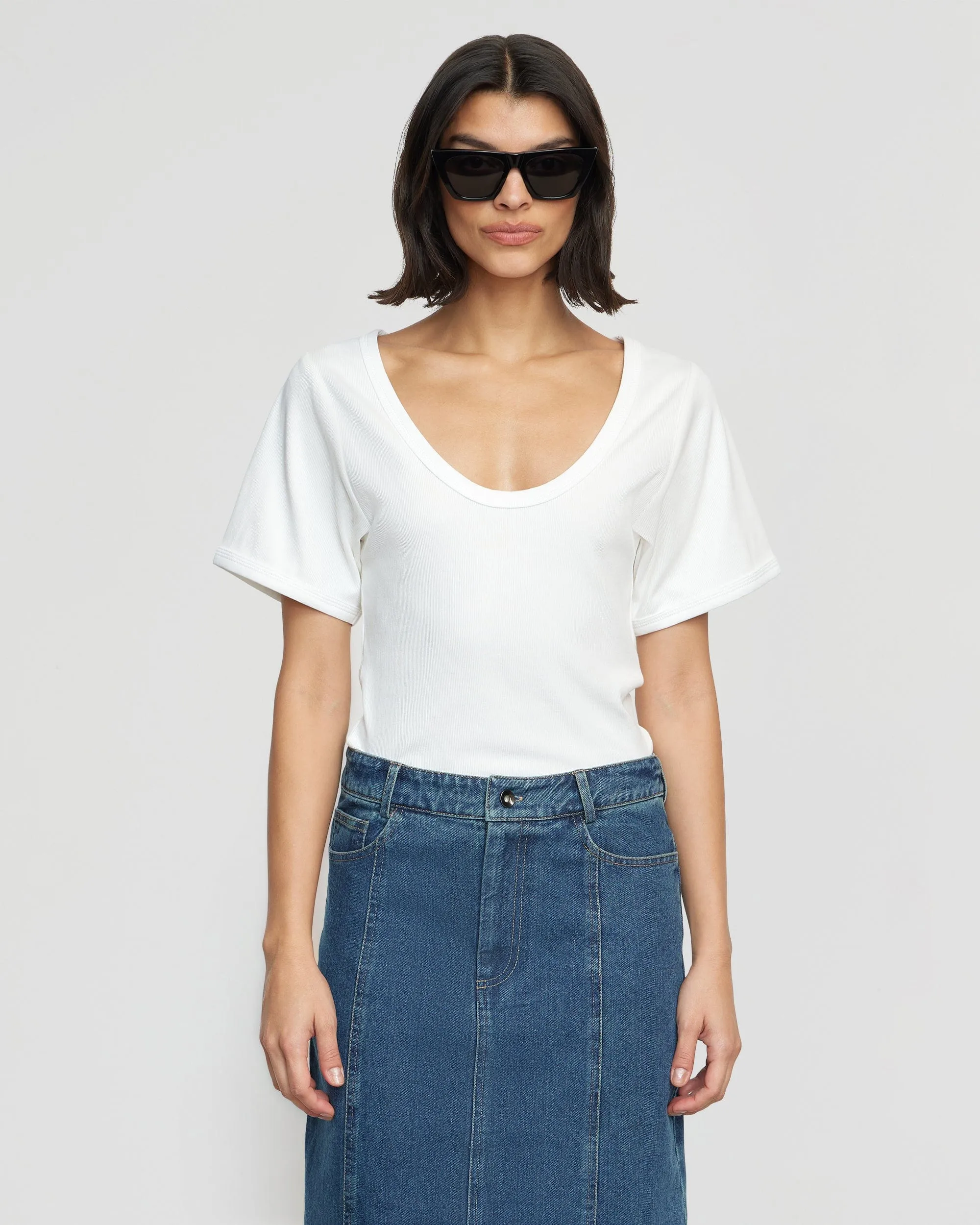 Renee Sculpted Scoop-Neck Tee