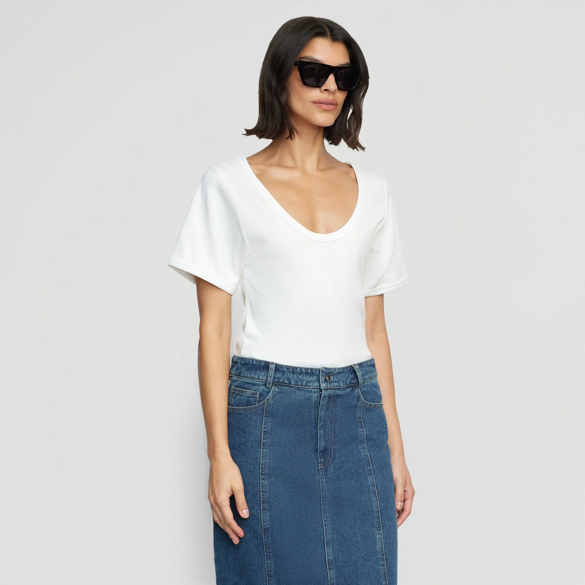 Renee Sculpted Scoop-Neck Tee