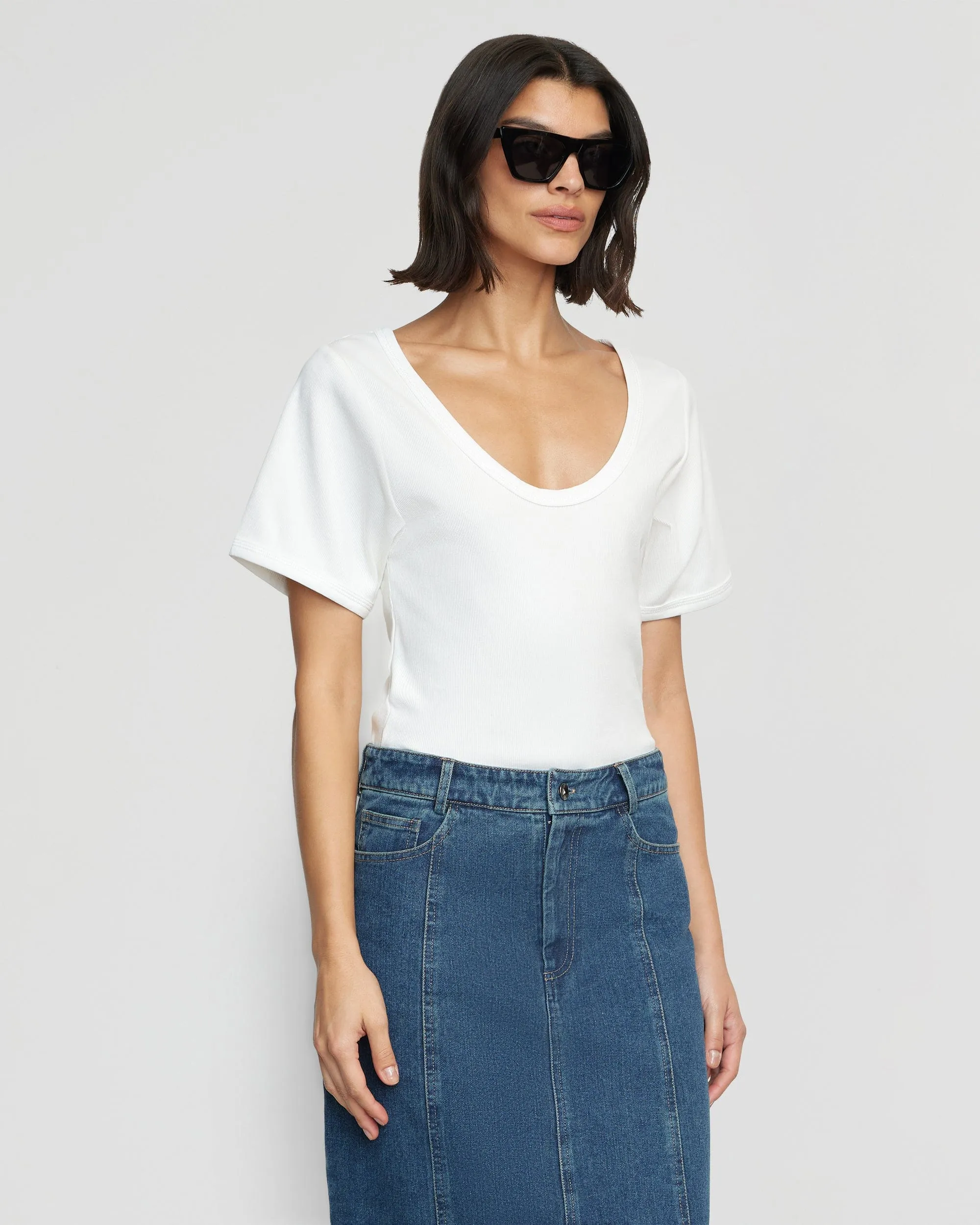 Renee Sculpted Scoop-Neck Tee