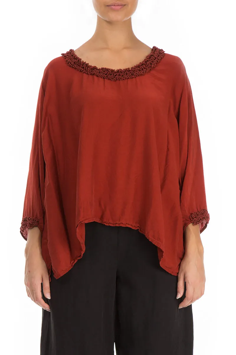 Romantic Brick Silk Bamboo Blouse