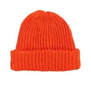 ROTOTO CHUNKY COTTON SHORT BEANIE ORANGE