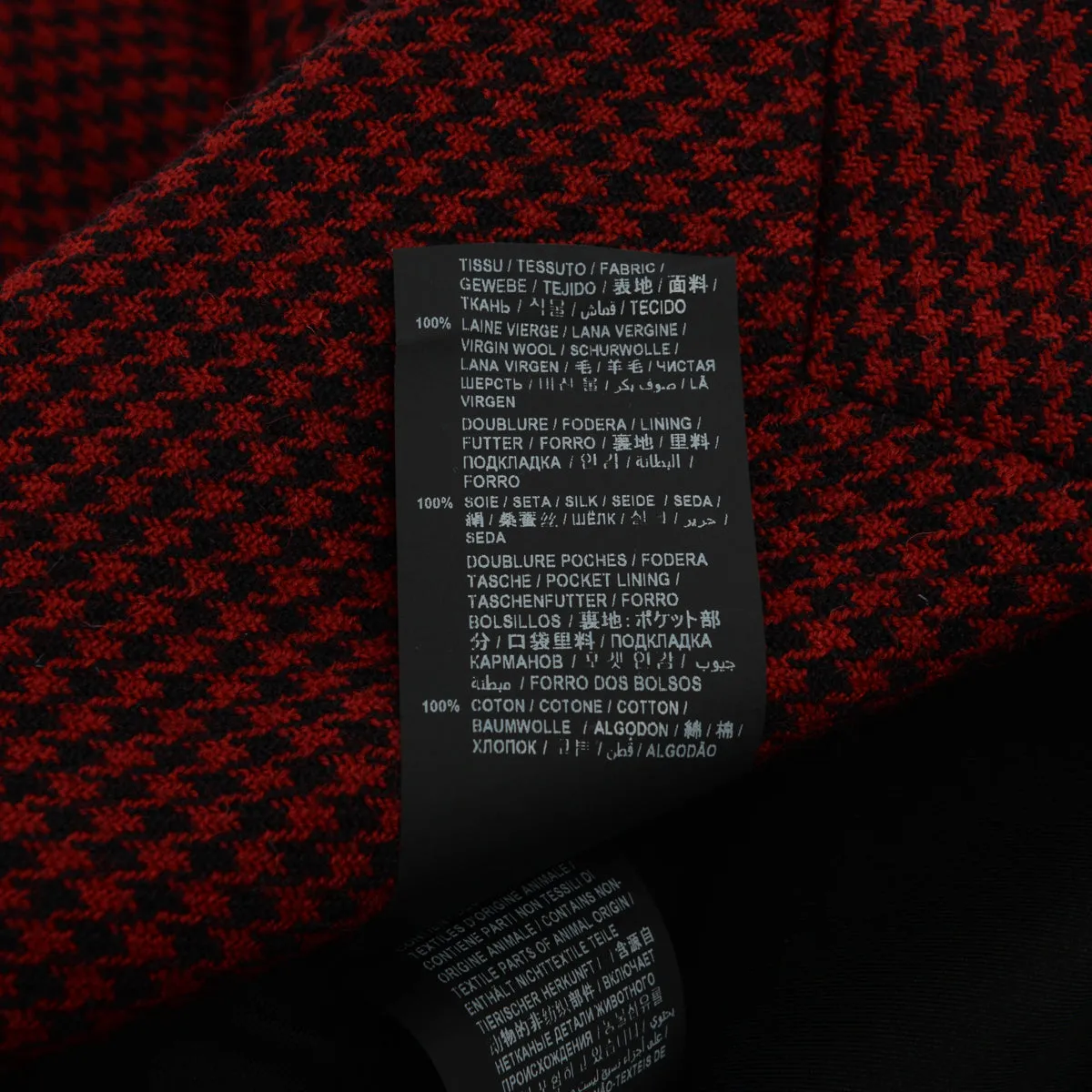 Saint Laurent Red & Black Wool Houndstooth Blazer FR 36